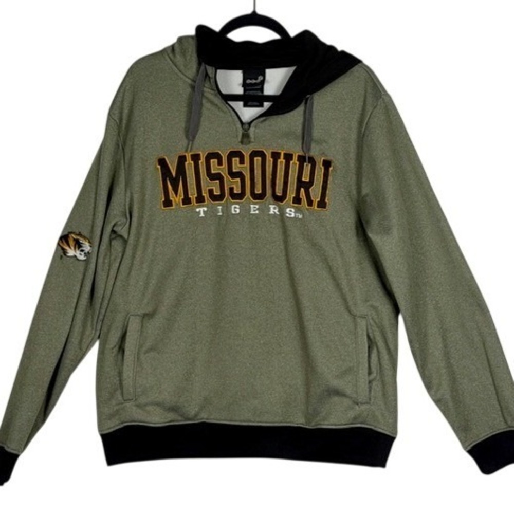 Gen2‎ Missouri Tigers Quarter Zip Hoodie Mens Large Olive Green Mizzou Fleece